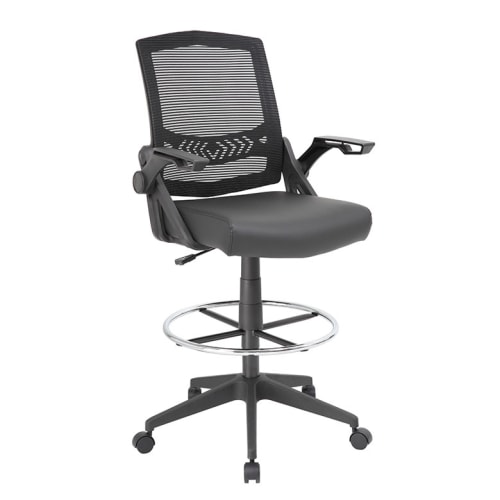 Boss Flip Arm Mesh Drafting Stool, Black